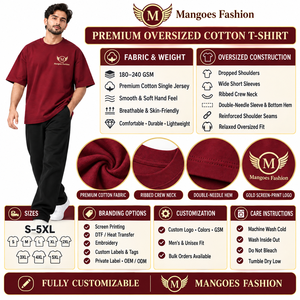 T-shirt ample bordeaux à manches courtes, col rond, 100 % coton, décontracté, avec logo imprimé sur le devant, 210 g, unisexe, coupe ample, écologique - Product Image 6