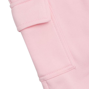 Survêtements pour enfants rose pastel à demi-zip, en coton doux et tissu riche, pantalon cargo ample, élégants pour le quotidien - Product Image 3