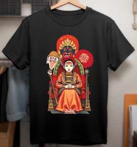 T-shirt unisexe à col rond et manches courtes avec impression numérique « Déesse vivante Kumari » – Article promotionnel - Product Image 2