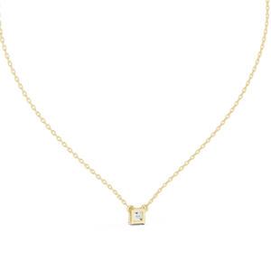 18kt Minimalist Gold Pendant Lab Grown Asscher Cut Diamond Rhodium Plated IGI Certified for Women's Wedding Engagement Daily Use - Product Image 4