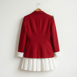 Blazer décontracté pour femme, style preppy, rouge, en polyester tissé uni, de la collection de vêtements grecs Delta Sigma Heritage Masonic Regalia - Product Image 3
