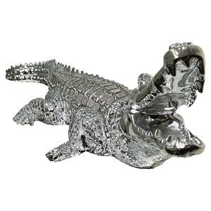 Ambrose oggetto decorativo coccodrillo cromato tempestato di diamanti con dimensioni 25 "L X 9" W X 7.5 "H" - Product Image 2