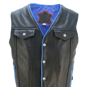 Veste en cuir pour motards à multiples poches pour hommes, veste sans manches pour la conduite à moto, cuir véritable, fabrication sur mesure, vente en gros - Product Image 6