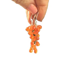 92.5 argent Sterling naturel Orange cornaline facettes larme pierres précieuses perles belles boucles d'oreilles en gros - Product Image 1