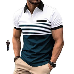 Polo de Golf para Hombre de Alto Rendimiento, Poliéster/Algodón, Personalizado con Bordado, Estampado, Rayas, Cuello Sublimado, Verano - Product Image 1