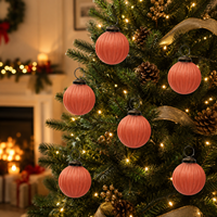 Adorno de Vidrio Acanalado Rosa Moderno Hecho a Mano de 2''x3'', Colgante Duradero para Árbol de Navidad y Decoración del Hogar Vinita Impex VI-73