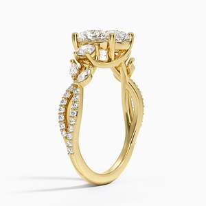 Anillo de Compromiso de Diamantes, Corte Ovalado, Tres Piedras, Oro Amarillo de 14K, Diamantes Cultivados en Laboratorio, Certificado IGI, Anillo de Boda para Mujer, Regalo de la India - Product Image 2