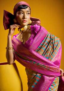 ชุดแต่งงานอินเดียสุดฮิต ผ้าไหมเนื้อนุ่ม งานทอมือ ดีไซน์เนอร์เสื้อส่าหรี คอลเลคชั่นสำหรับขายส่ง - Product Image 2