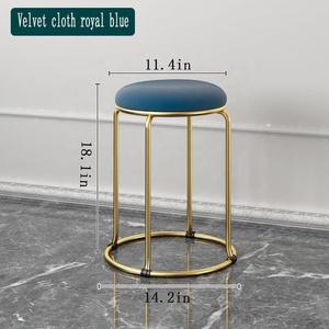Round <strong>Stacked</strong> <strong>Stool</strong> with PU Leather Seats Without Backrest and Armrest Gold Frame for Home Dining Room Kitchien - Product Image 3