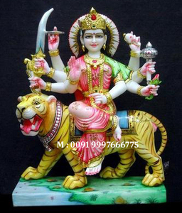 Statue de Durga Mata avec déesse hindoue indienne avec exécution utilise une très belle œuvre d'art glorieuse Navratri marbre pur spécial - Product Image 2