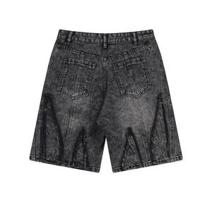 Shorts en jean déchiré pour homme, taille mi-haute, coupe droite, style décontracté d'été, en coton bleu clair, séchage rapide - Product Image 4