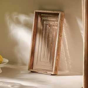 Bandeja Rectangular de Madera Premium con Grabado Geométrico, Diseño Minimalista, Duradera, Hecha a Mano para Uso Doméstico - Product Image 5
