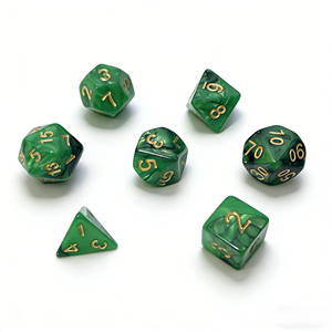 ชุดลูกเต๋าเรซิ่นสีเขียวเข้มลายหินอ่อน ขอบคม ตัวเลขสีทอง สำหรับเกม RPG DND และเกมกระดาน - Product Image 2