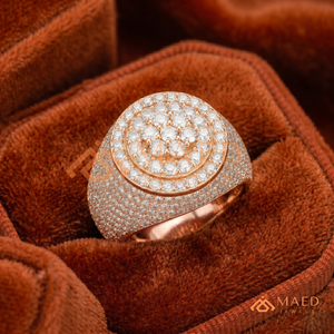 925 Sterling <b>Silver</b> Rose Gold Round <b>Ring</b> Micro Pave Round Cut Lab Diamond Iced Out Hip Hop Jewellery <b>Mens</b> <b>Ring</b> - Product Image 1