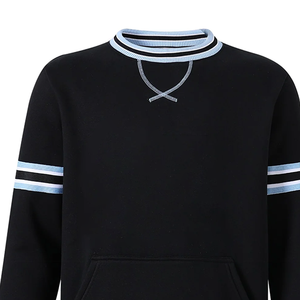 New 2026 Fraternity Style Men's <b>Black</b> Crewneck Sweatshirt Custom Greek Letter Logo Chenille Embroidery Cotton Wholesale Supplier - Product Image 5
