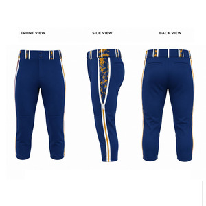 Pantalon de baseball marine pour homme, coupe ajustée, logo brodé doré, braguette boutonnée, en polyester, respirant, style uniforme - Product Image 6