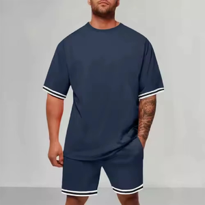 Top Quality Summer Two Piece <b>Men's</b> <b>Short</b> Set 100% Cotton <b>Men</b> Baggy <b>Short</b> Sets <b>Mens</b> Top and <b>Shorts</b> Set - Product Image 1