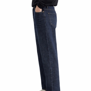Jean en denim délavé foncé à taille haute et coupe droite pour homme, pantalon décontracté en coton, coupe classique, style automne - Product Image 3