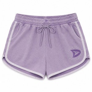 Shorts Deportivos Casuales para Mujer, Color Lavanda, Cintura con Cordón, Bolsillos, Logotipo en la Pierna Derecha, Tejido Transpirable y Ecológico, Corte Regular - Product Image 3