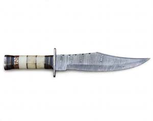 Handcrafted Twist Damascus Steel Utility <b>Knife</b> Outdoor Field Segmented <b>Bone</b> Brass Micarta Spacer <b>Handle</b> OEM - Product Image 6