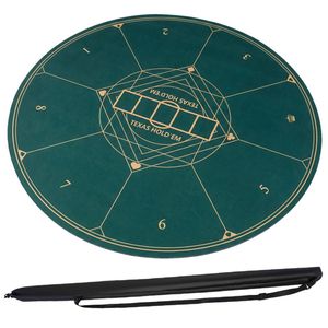 Tappetino da Poker Rotondo Pieghevole da 55 Pollici con Base in Gomma Antiscivolo, Design Verde a Righe, Tappetino Portatile di Qualità Casino con Borsa per il Trasporto - Product Image 1
