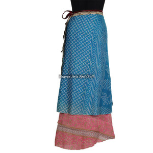 2026 Jupe longue moderne pour femme, style « Magic Wrap », en soie de sari indienne, pour revêtement ou couverture, style vintage, vente en gros - Product Image 5