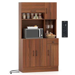Multifunctional <b>Kitchen</b> Cabinets Adjustable <b>Shelves</b> Stemware Rack Anti-Topping Drawer Design - Product Image 1