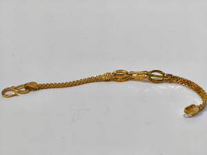 Pulsera de doble cadena de oro macizo de 22 quilates de primera calidad con cierre de gancho en S, elegante centro ovalado, joyería fina para mujer, accesorio de uso diario. - Product Image 3