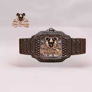 Montre automatique conique en diamant avec boîtier en acier raffiné et bracelet à maillons - Product Image 4