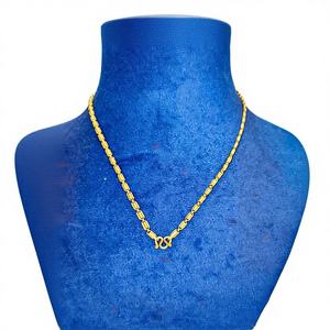 Cadena de Oro Sólido de 22K con Eslabones Ovalados de Diseño Elegante, Gancho en Forma de S, Joyería Tradicional India Unisex para Bodas y Fiestas - Product Image 1