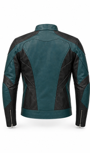 Veste de moto en cuir sur mesure OEM |   Noir, Teal, Marron, Bleu |   Fabricant OEM ODM |   Qualité de conception haut de gamme |   Vêtements de course | - Product Image 2
