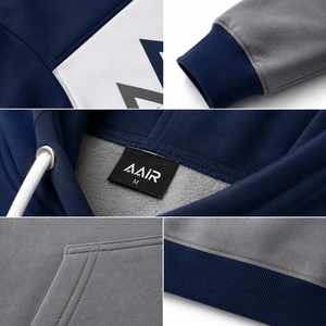 เสื้อฮู้ดผู้ชาย AAIR ดีไซน์สีตัดต่อ โลโก้ด้านหน้า สวมใส่สบายในฤดูหนาว ทรงปกติ ผลิตจากผ้าโพลีเอสเตอร์ผสมฝ้ายเฟรนช์เทอร์รี่ - Product Image 5
