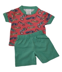 Ensemble d'été décontracté pour garçon 100% T-shirts et shorts en coton doux et frais motif floral compact peigné - Product Image 1