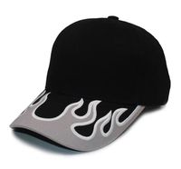 Casquettes de baseball Flame Racing en coton noir, 6 panneaux, style streetwear, broderie sur la visière, unisexe, adulte, printemps-été, casquette décontractée