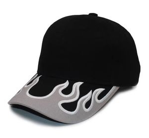 Flame Racing Baseball Hats Black Cotton 6-Panel Street Style Embroidery Brim Unisex Adult Spring Summer Casual Cap - Product Image 2