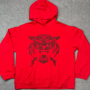 Sweat à capuche zippé surdimensionné en strass, style rétro américain, streetwear tendance, personnalisé, pour homme, 400 GSM - Product Image 1