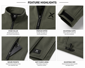 X Sports City Men's 4-Way Stretch Softshell <b>Jacket</b> | Waterproof & Wind-Resistant Thermal <b>Fleece</b> <b>Lined</b> Winter Outerwear OEM/ODM - Product Image 3