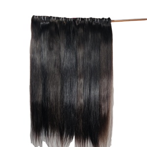 Machine naturelle double trame droite vierge aucun traitement chimique tissage faisceaux couleur noire extensions de cheveux humains indiens - Product Image 2