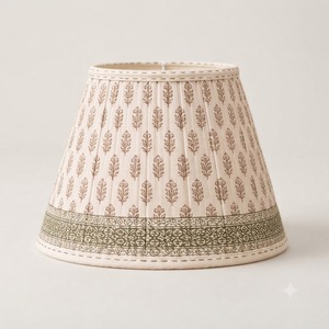 Abat-jour élégant en coton et lin à motif botanique |   Abat-jour en tissu imprimé neutre pour l'éclairage intérieur de la maison - Product Image 2