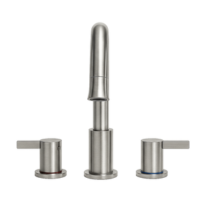 Robinet de salle de bain 8 pouces nickel brossé, double poignée, design 3 trous, avec douchette extractible rotative à 360 degrés et siphon escamotable - Product Image 2