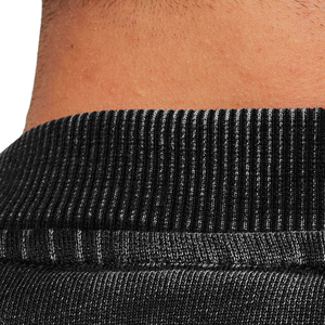 Sweat-shirt à col rond noir surdimensionné pour homme, en molleton épais, style streetwear décontracté - Product Image 5