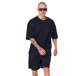 Camisetas y Pantalones Cortos para Hombre con Logotipo Personalizado, Cuello Pequeño, Marca de Moda, Estilo Vintage Oversize - Product Image 3