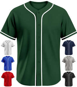 Camiseta de Béisbol Personalizada de Poliéster para Hombre y Mujer, con Botones, Bordado con Nombre y Número del Equipo, Uniformes Deportivos Hip Hop - Product Image 1
