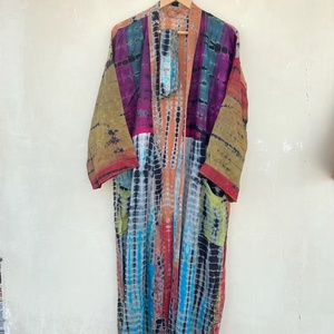 Robe de bain en mousseline de soie florale col en V cordon de serrage vêtements d'été couverture de plage pleine longueur pour les femmes - Product Image 1