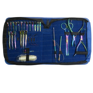 Professional Stainless Steel Hair Extension Kit <b>Pliers</b> Loop Needles Scissors Sectioning Clips <b>Set</b> Light Weight In Maltie Color - Product Image 3