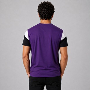 Camiseta de Manga Corta con Cuello en V para Hombre, 100% Algodón, Color Sólido, Tejido de Punto, Corte Regular, Informal, Ecológica, Transpirable, Servicio OEM - Product Image 2