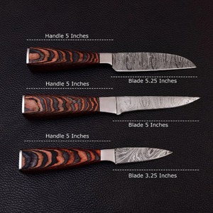 Handmade Damascus Steel Chef <b>Knife</b> <b>Set</b>, Pakka Wood Handles, Leather Sheath, 7 Piece - Product Image 4