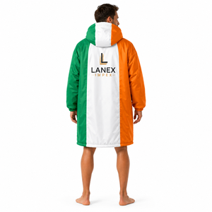 Chaqueta Parka Larga con Capucha y Forro Polar, Impermeable y Cortavientos, con la Bandera de Irlanda, Personalizada OEM, para Cambiarse en la Playa o al Aire Libre - Product Image 4