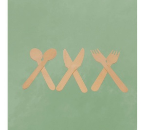 Ensemble de couverts en bois jetables écologiques faits à la main de qualité supérieure pour les repas quotidiens, les restaurants, le camping en plein air, les fêtes, durables - Product Image 6