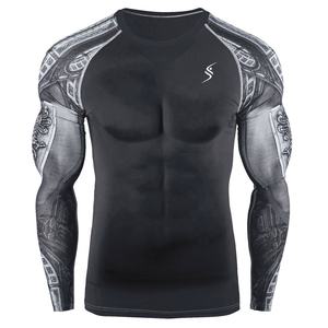 มืออาชีพที่กำหนดเองแผงแขนยาวผู้ชายต่อสู้การบีบอัดเสื้อยืด MMA ยามผื่น - Product Image 1